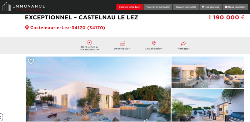 Acheter un appartement haut de gamme T5 minimum 160M² avec grande terrasse dernier étage à Castelnau le lez proche de Montpellier dans l'Hérault 34